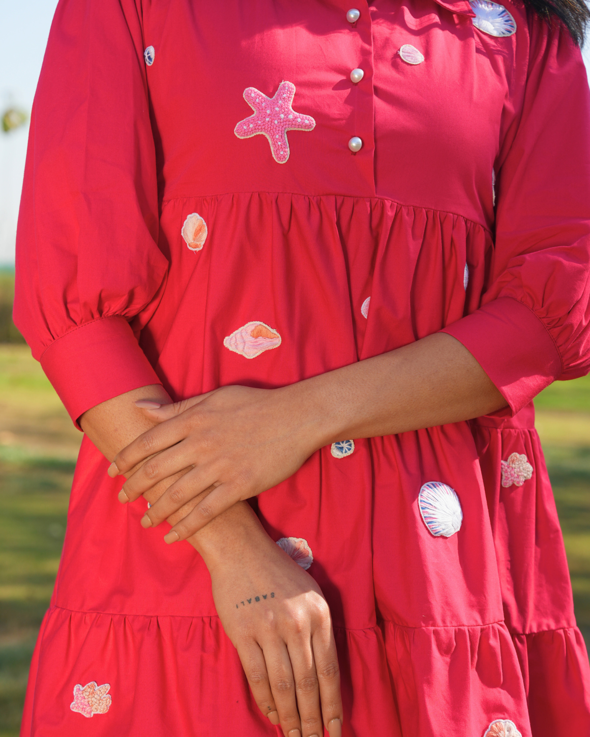 Vaanya Hand-Embroidered Short Dress – hand-embroidered 100% cotton – RASRA MAI