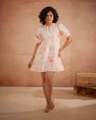 Anyaa Hand-Embroidered Shell Short Dress – hand-embroidered 100% cotton – RASRA MAI