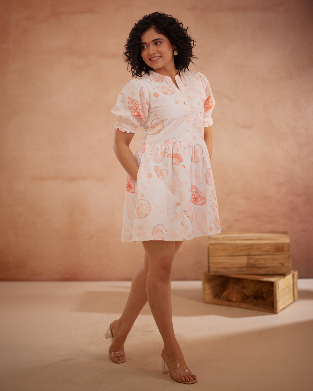 Anyaa Hand-Embroidered Shell Short Dress – hand-embroidered 100% cotton – RASRA MAI