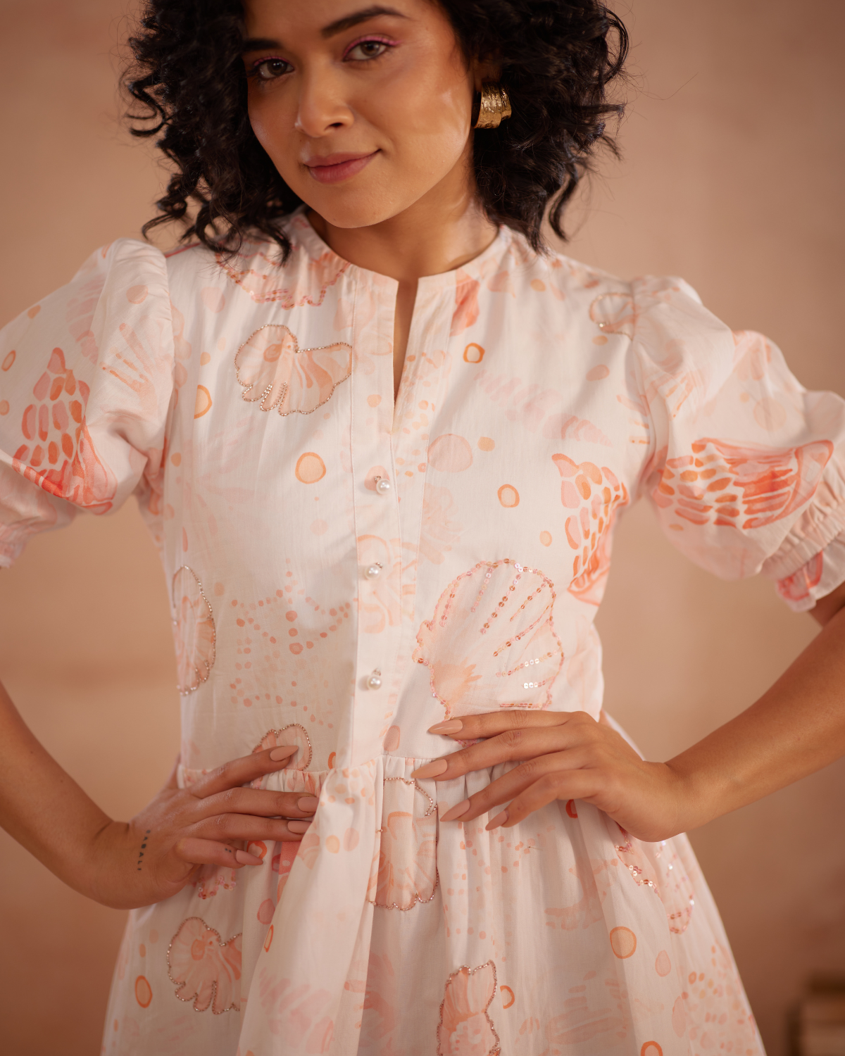 Anyaa Hand-Embroidered Shell Short Dress – hand-embroidered 100% cotton – RASRA MAI