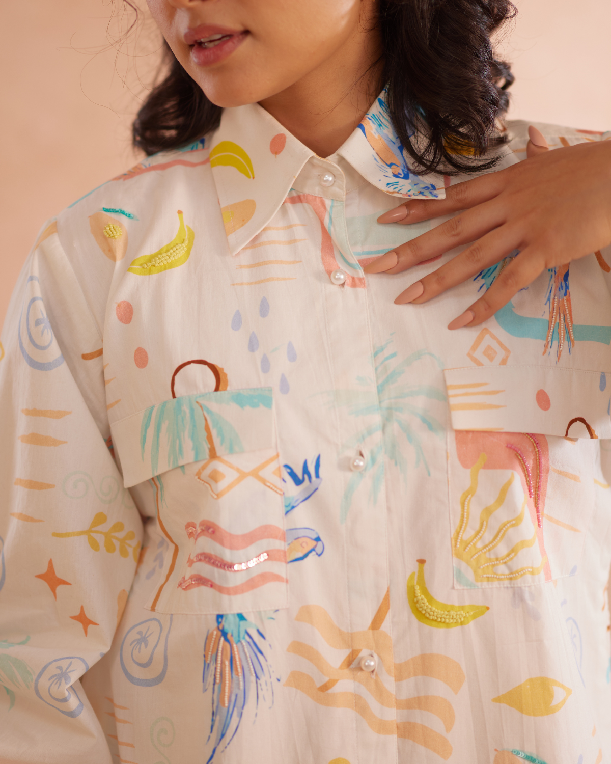 Piah Hand-Embroidered Summer Shirt Dress – hand-embroidered 100% cotton – RASRA MAI