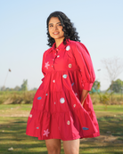 Vaanya Hand-Embroidered Short Dress – hand-embroidered 100% cotton – RASRA MAI