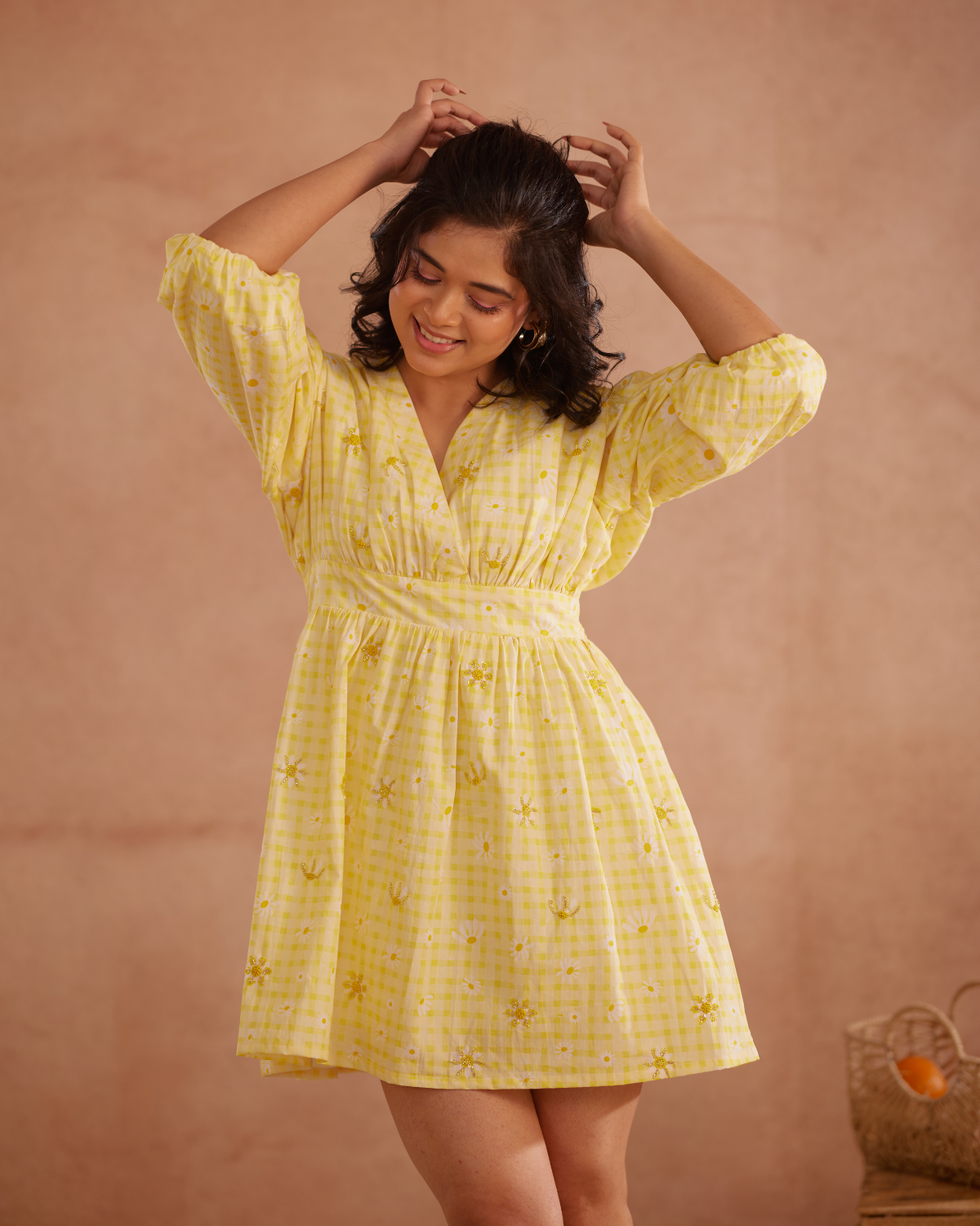 Daisey Hand-Embroidered Floral Short Dress – hand-embroidered 100% cotton – RASRA MAI