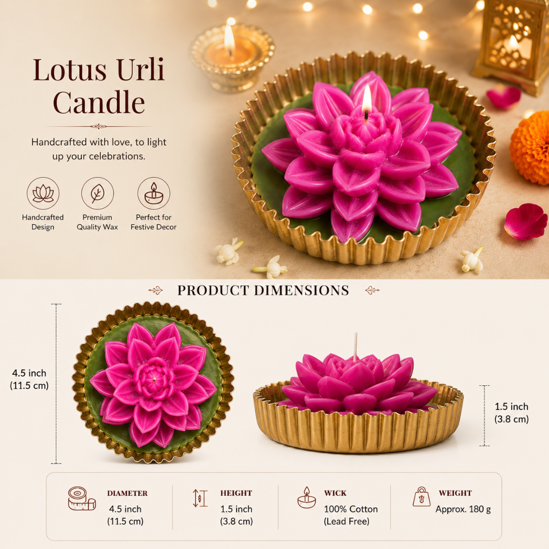 Mehfil Bloom Green & Pink Urli Flower Candle – Festive Diwali Décor - https://artecasa.in/