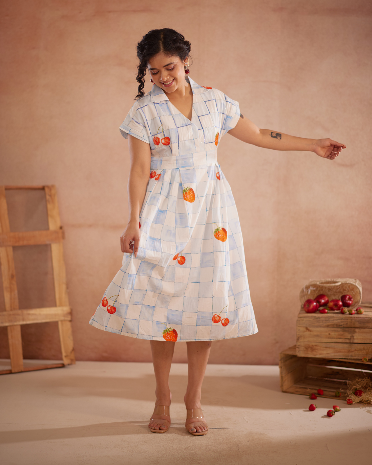 Cherri Hand-Embroidered Summer Midi Dress – hand-embroidered 100% cotton – RASRA MAI
