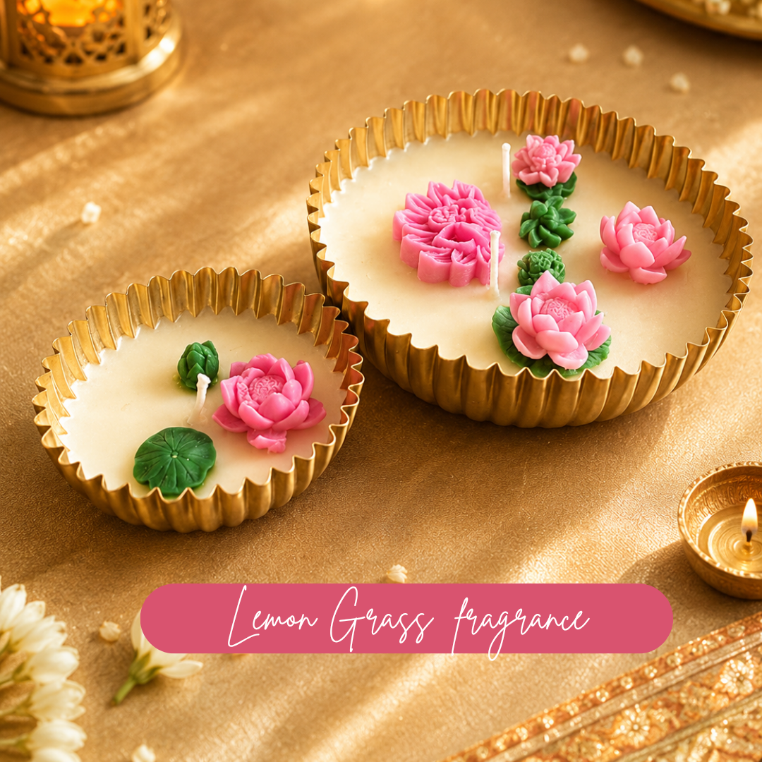 Twin Aura Urli Candle Set of 2 | Lemon Grass Diwali Candles - https://artecasa.in/