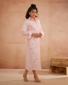 Ishiikaa Hand-Embroidered Floral Shirt Dress – hand-embroidered 100% cotton – RASRA MAI