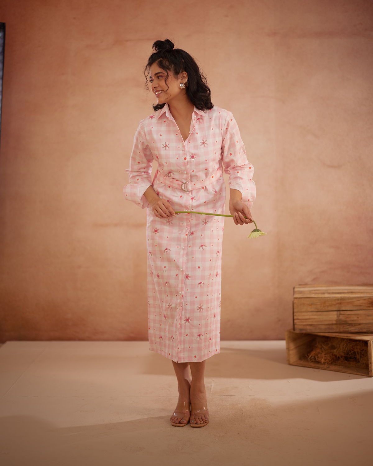 Ishiikaa Hand-Embroidered Floral Shirt Dress – hand-embroidered 100% cotton – RASRA MAI