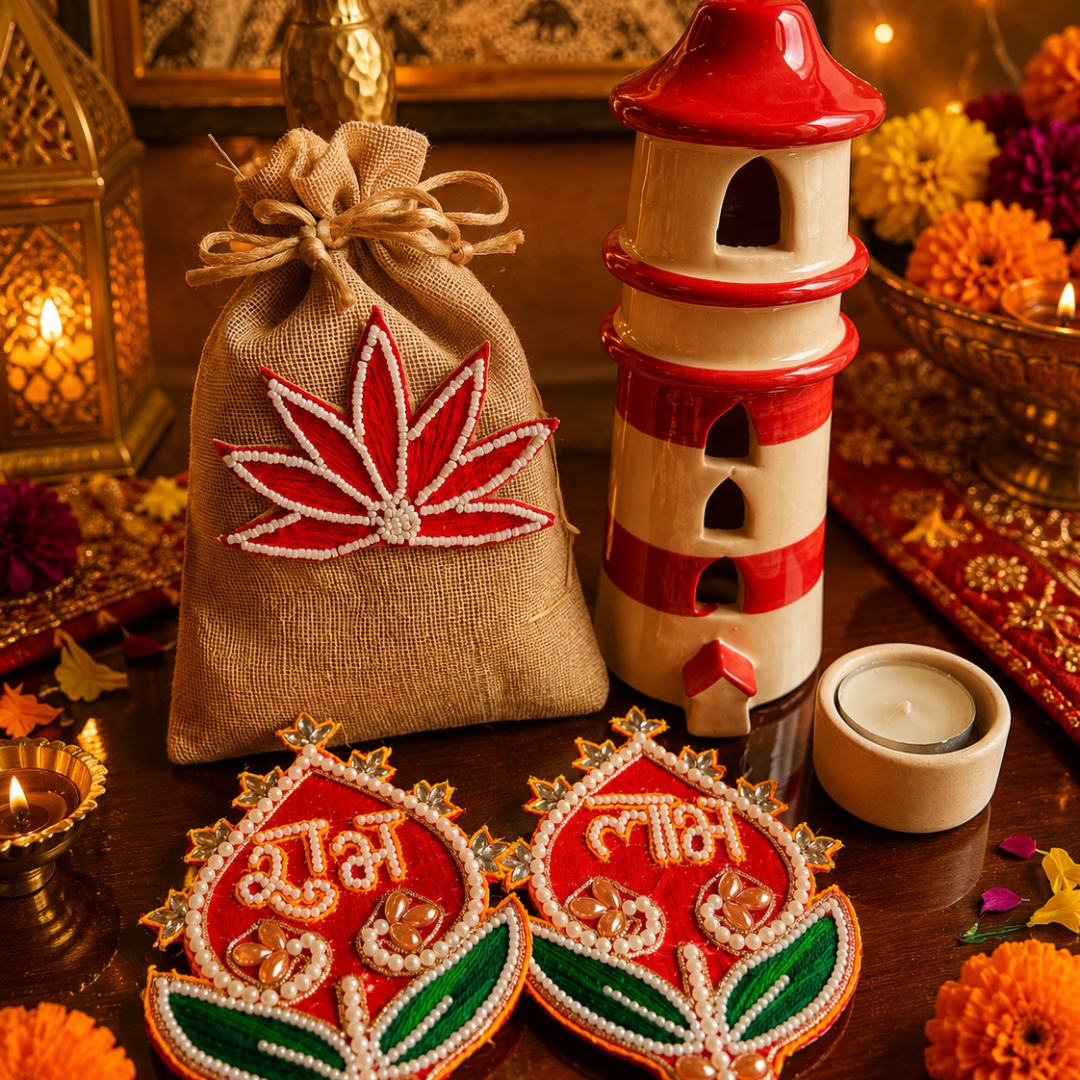 Shubh Labh Ruby Tealight Festive Decor – Diwali Home Décor - https://artecasa.in/