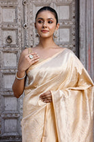 Handloom Vanilla Cream Pure Silk Banarasi Saree-Sutra Art of Clothing