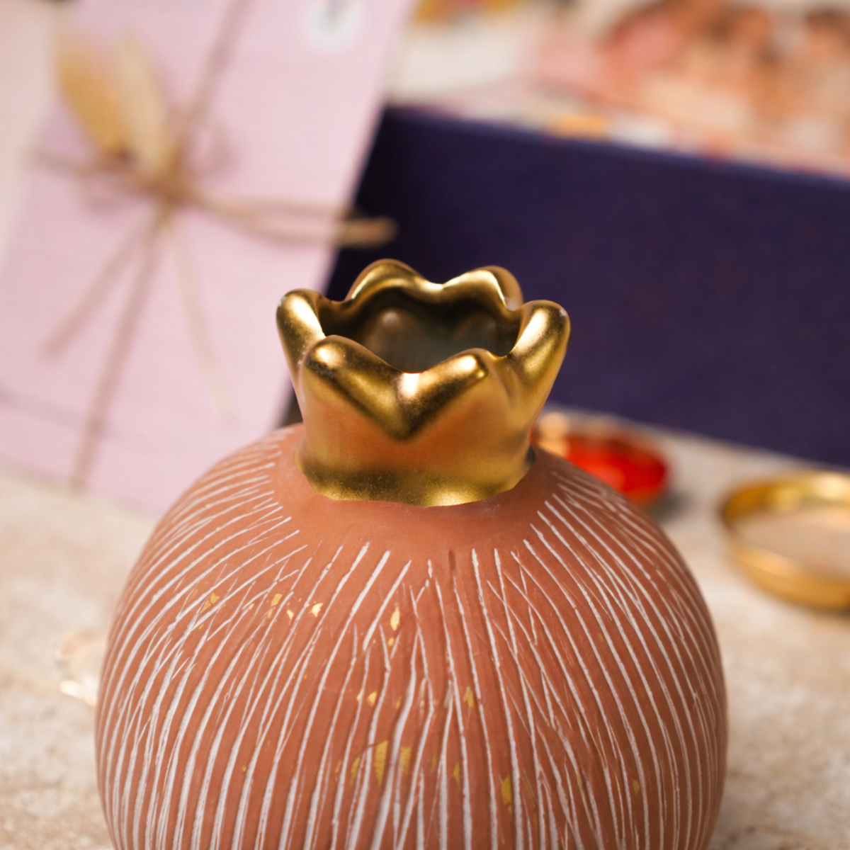 Artecasa Pink Pomegranate Rakhi Gift Hamper | Premium Bhai Bhabhi Raksha Bandhan Gift Hamper - https://artecasa.in/