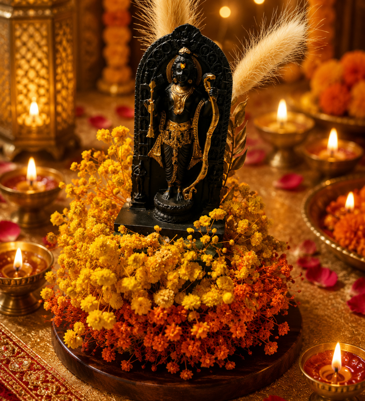 Ram Darbar Blessings Decorative Dome | Elegant Ram Ji Festive Showpiece - https://artecasa.in/