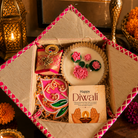 Shubh Labh Pink Celebration Gift Box | Urli Candle, Almonds & Diwali Hamper - https://artecasa.in/