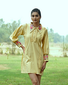 Mrrinali Hand-Embroidered Short Dress – hand-embroidered 100% cotton – RASRA MAI