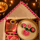 Shubh Labh Pink Celebration Gift Box | Urli Candle, Almonds & Diwali Hamper - https://artecasa.in/