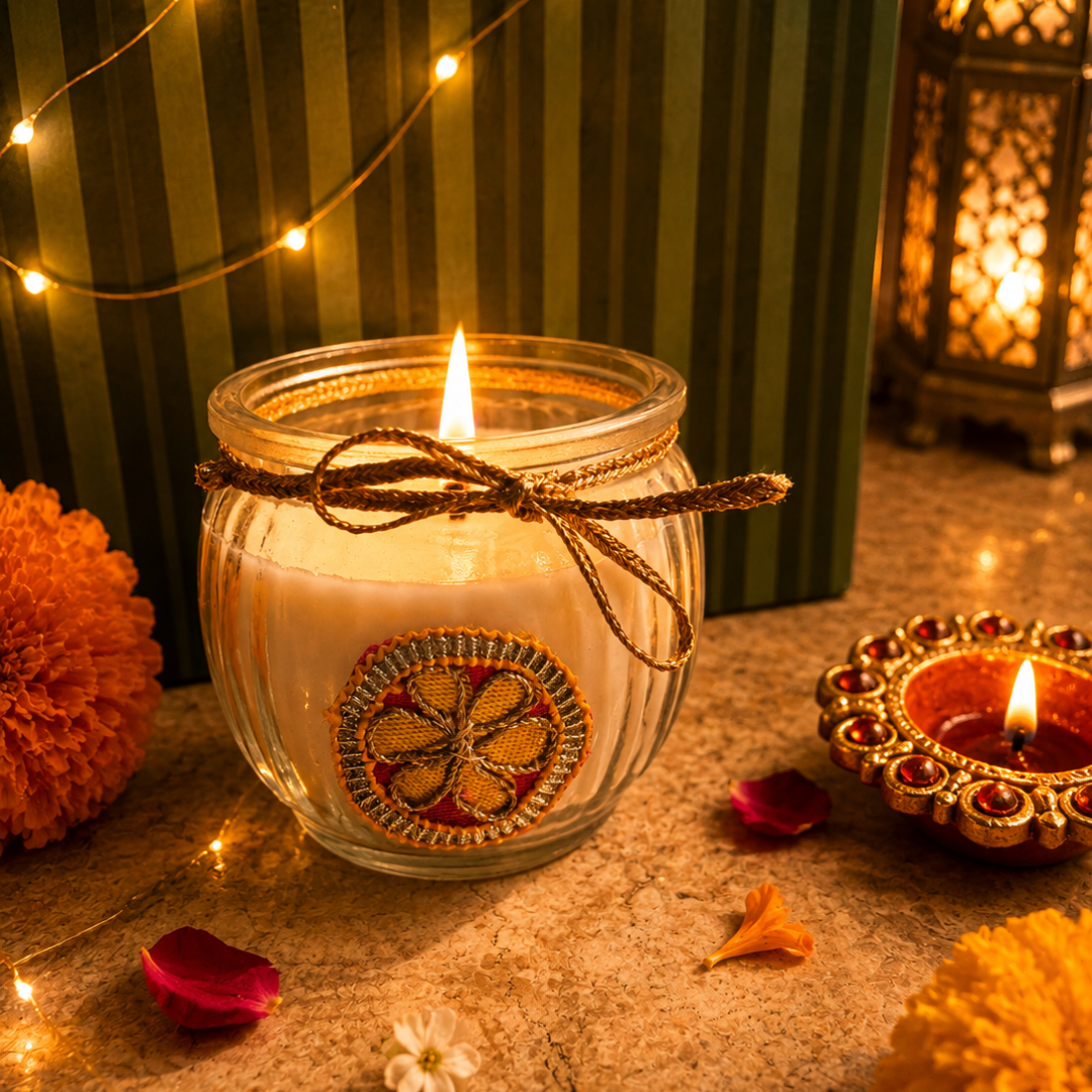 Emerald Nazar Luxe Gift Box | Evil Eye, Seashell Platter & Diwali Candle Hamper - https://artecasa.in/