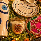 Emerald Nazar Luxe Gift Box | Evil Eye, Seashell Platter & Diwali Candle Hamper - https://artecasa.in/