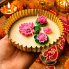 Shubh Labh Pink Celebration Gift Box | Urli Candle, Almonds & Diwali Hamper - https://artecasa.in/