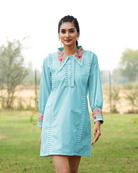 Mrrinali Hand-Embroidered Short Dress – hand-embroidered 100% cotton – RASRA MAI
