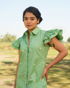 Isshana Hand-Embroidered Short Dress – hand-embroidered 100% cotton – RASRA MAI