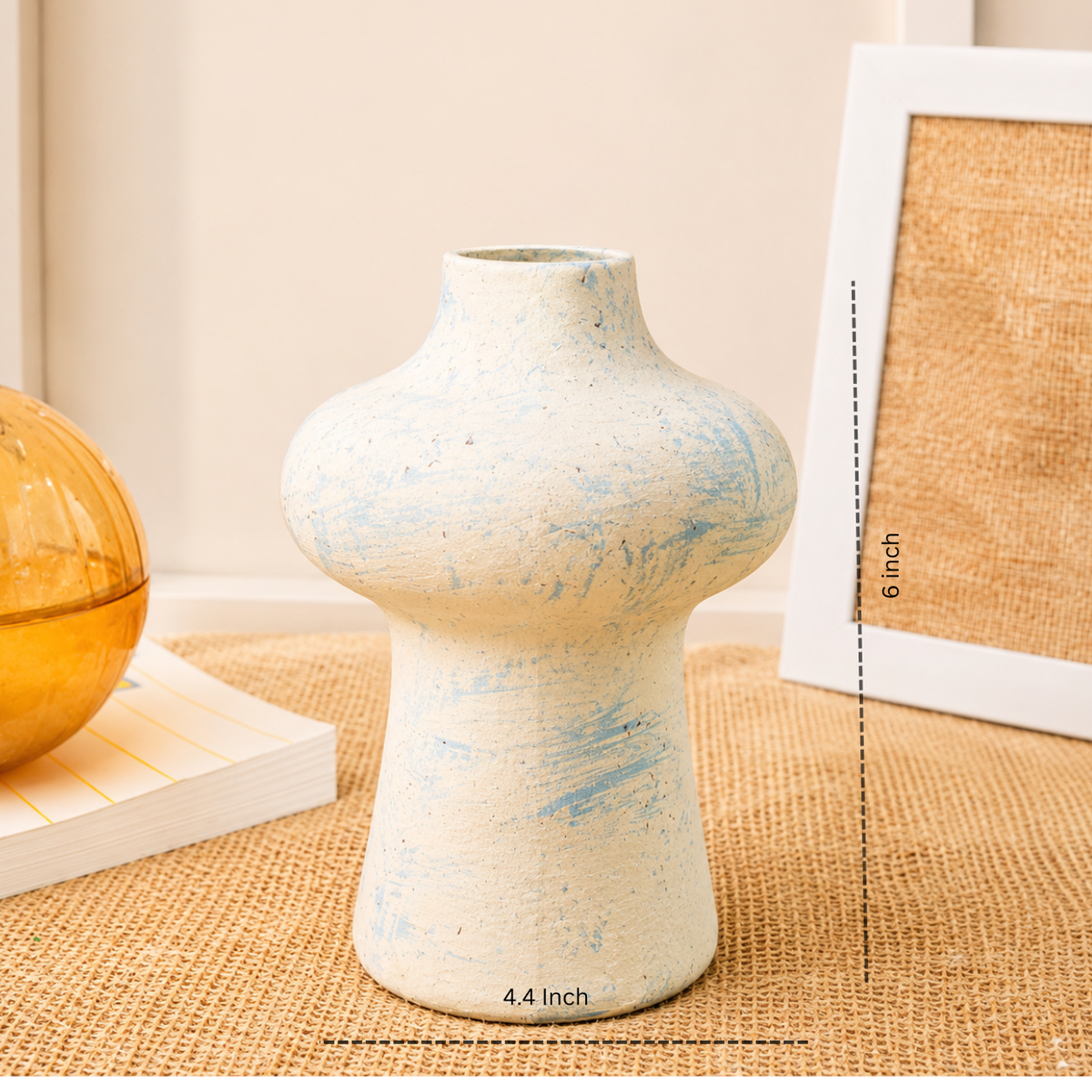 Blue ceramic vase for living room decoration