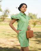 Isshana Hand-Embroidered Short Dress – hand-embroidered 100% cotton – RASRA MAI