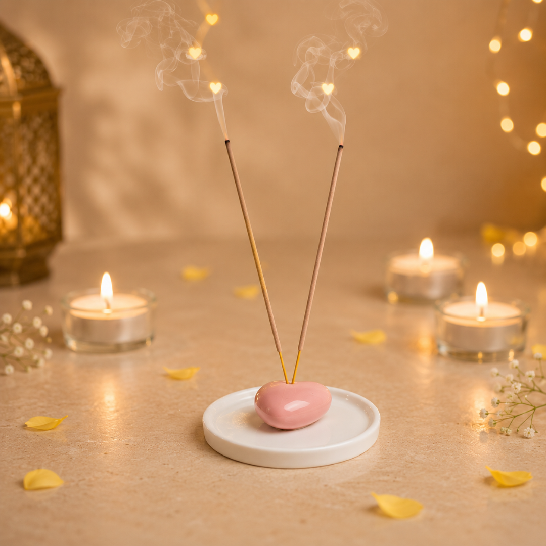 Midnight Heart Agarbatti Gift Box | Diwali Gift Hamper with Shubh Labh & Mata Laxmi Charan - https://artecasa.in/