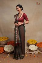 Maroon Handloom Pure Cotton Kanchi Saree-Sutra Art of Clothing