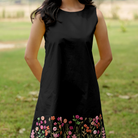 Jahnvi Hand-Embroidered Short Dress – hand-embroidered 100% cotton – RASRA MAI