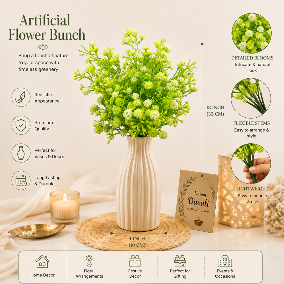 Garden Mist Green Gypsophila Artificial Flower | Diwali Decor - https://artecasa.in/
