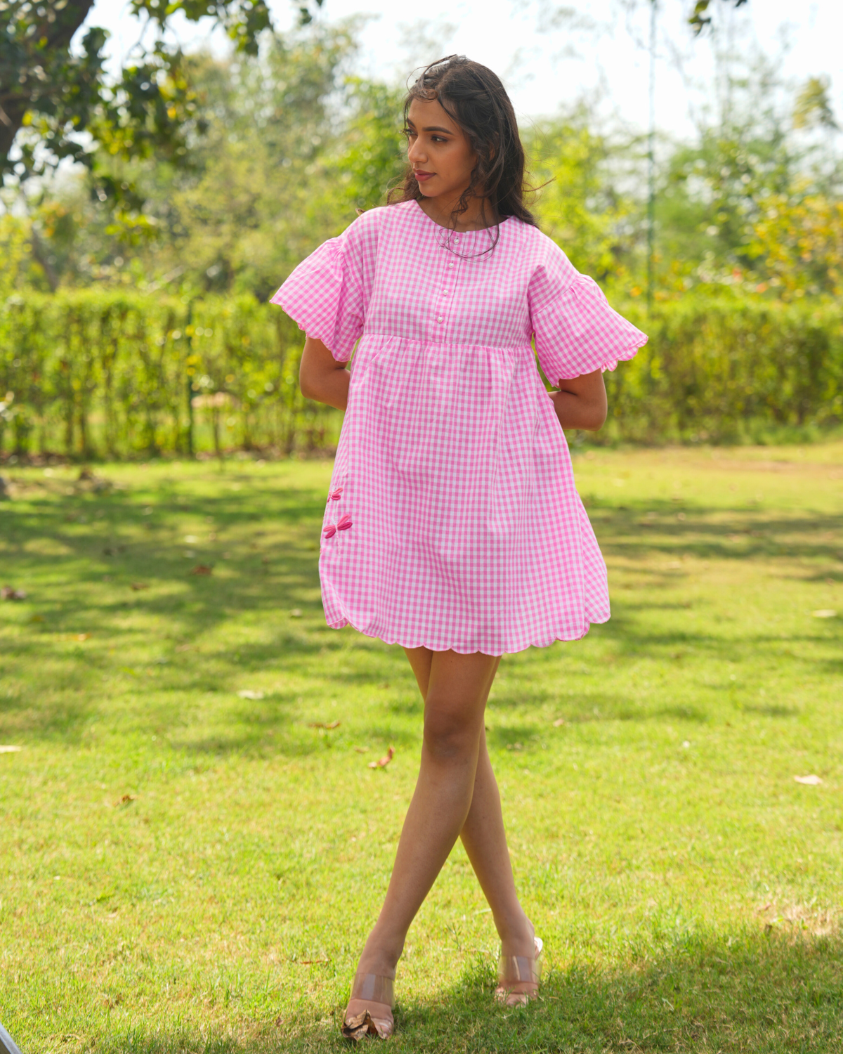 Mittali Hand-Embroidered Short Dress – hand-embroidered 100% cotton – RASRA MAI