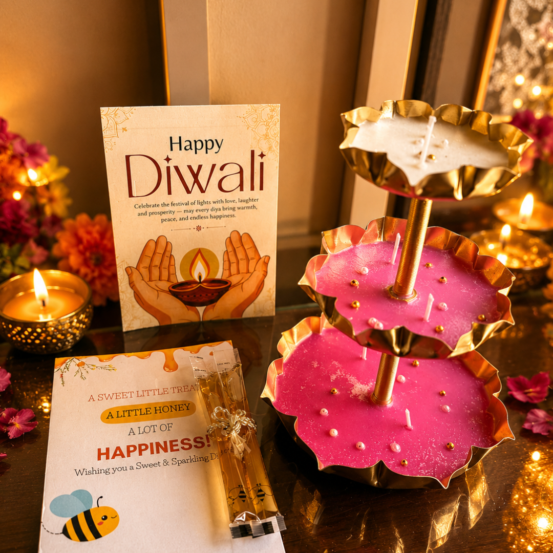 Triveni Glow 3-Tier Urli Diwali Hamper – Elegant Festive Gift - https://artecasa.in/