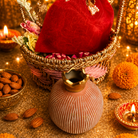 Rangoli Pink & Festive Potli Gift Basket | Shubh Labh & Almonds Diwali Hamper - https://artecasa.in/