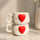 Heartfelt Duo Heart Design Ceramic Mug Set | Set of 2 Heart Mugs - https://artecasa.in/