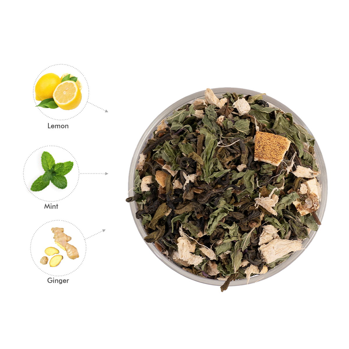 Ginger Mint Tea Bags | Digest Green Tea - 15 Count