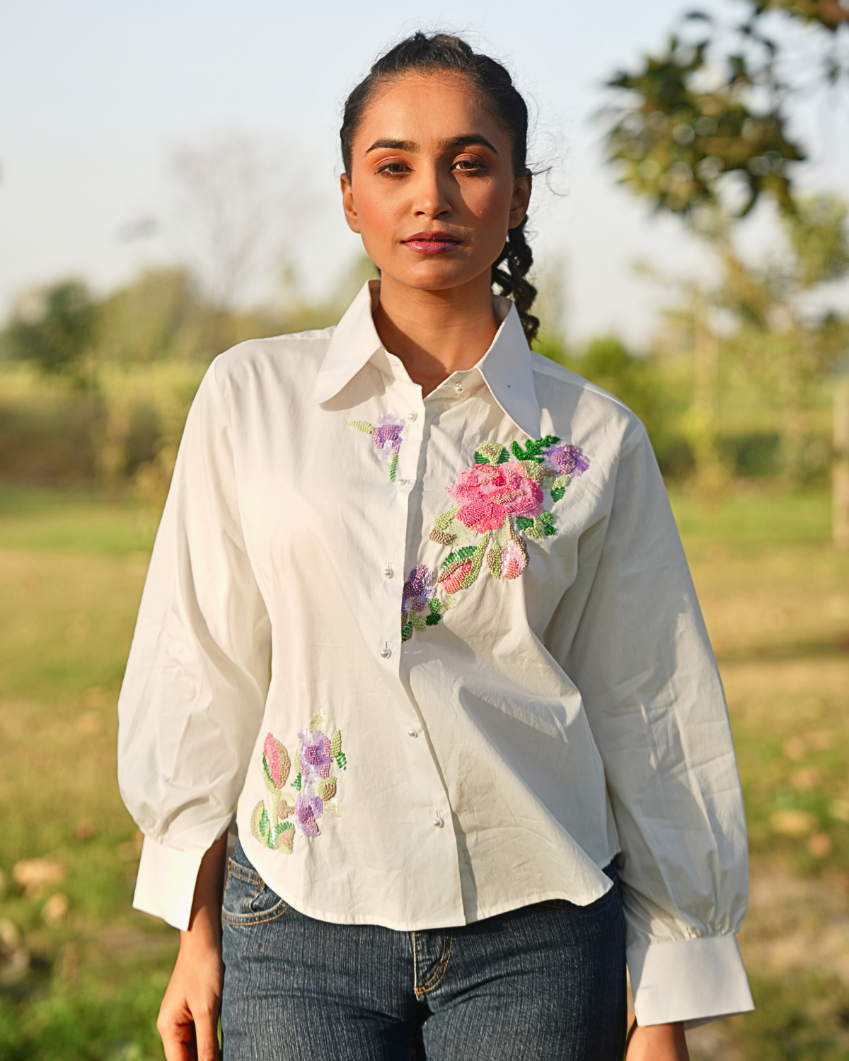 Evva Hand-Embroidered Shirt – hand-embroidered 100% cotton – RASRA MAI