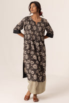 Devi Pleated Black Kurta For Women's