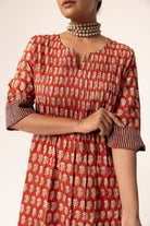 Devi Pleated Red Kurta For Women's