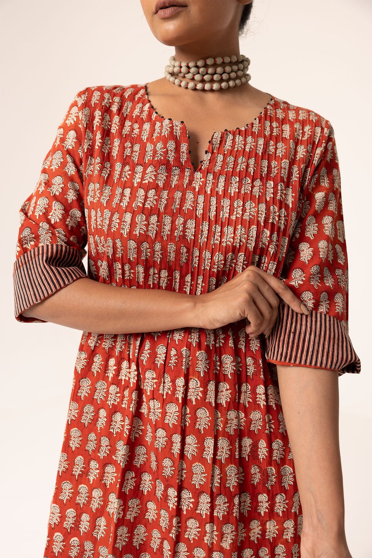 Devi Pleated Red Kurta For Women's