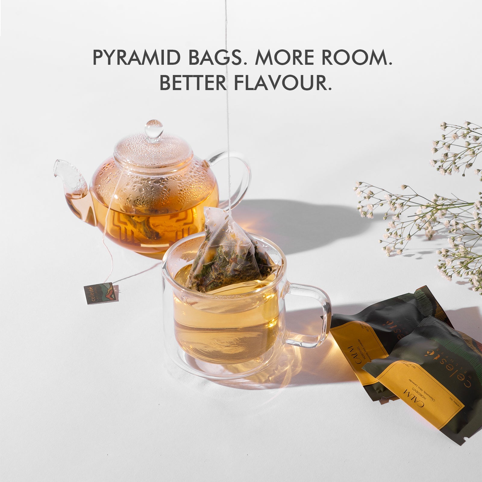 Chamomile Lavender Herbal Tea Bags | Calm - 15 Count - CELESTE