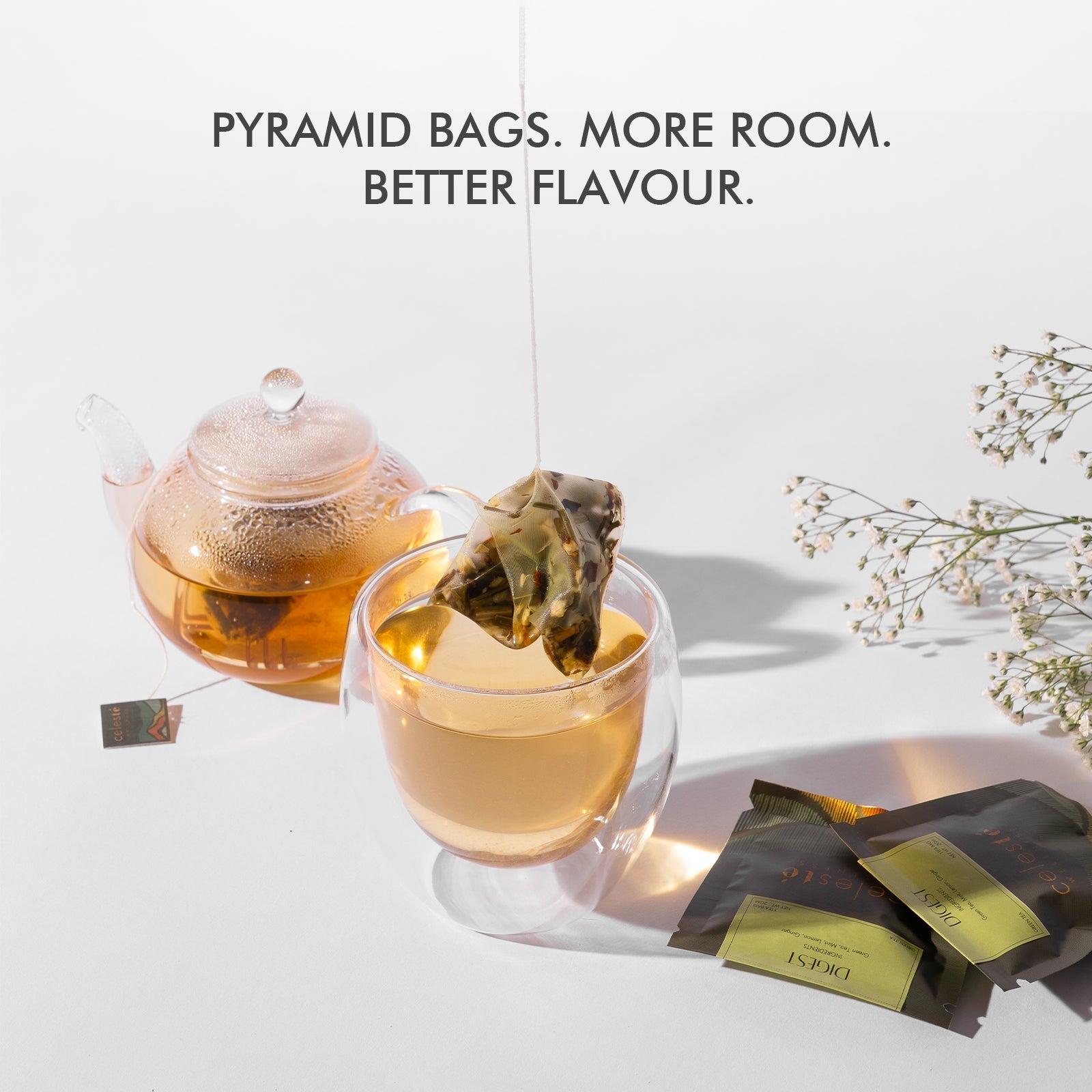 Ginger Mint Tea Bags | Digest Green Tea - 15 Count - CELESTE