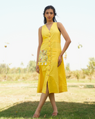 Divissha Hand-Embroidered Midi Dress – hand-embroidered 100% cotton – RASRA MAI