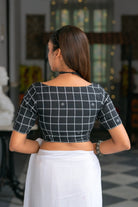 Charcoal Charm Jamdani Blouse-Sutra Art of Clothing