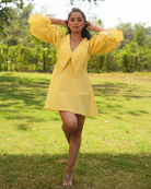 Revaa Hand-Embroidered Short Dress – hand-embroidered 100% cotton – RASRA MAI