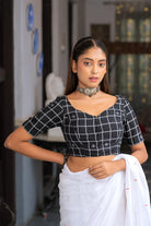 Charcoal Charm Jamdani Blouse-Sutra Art of Clothing