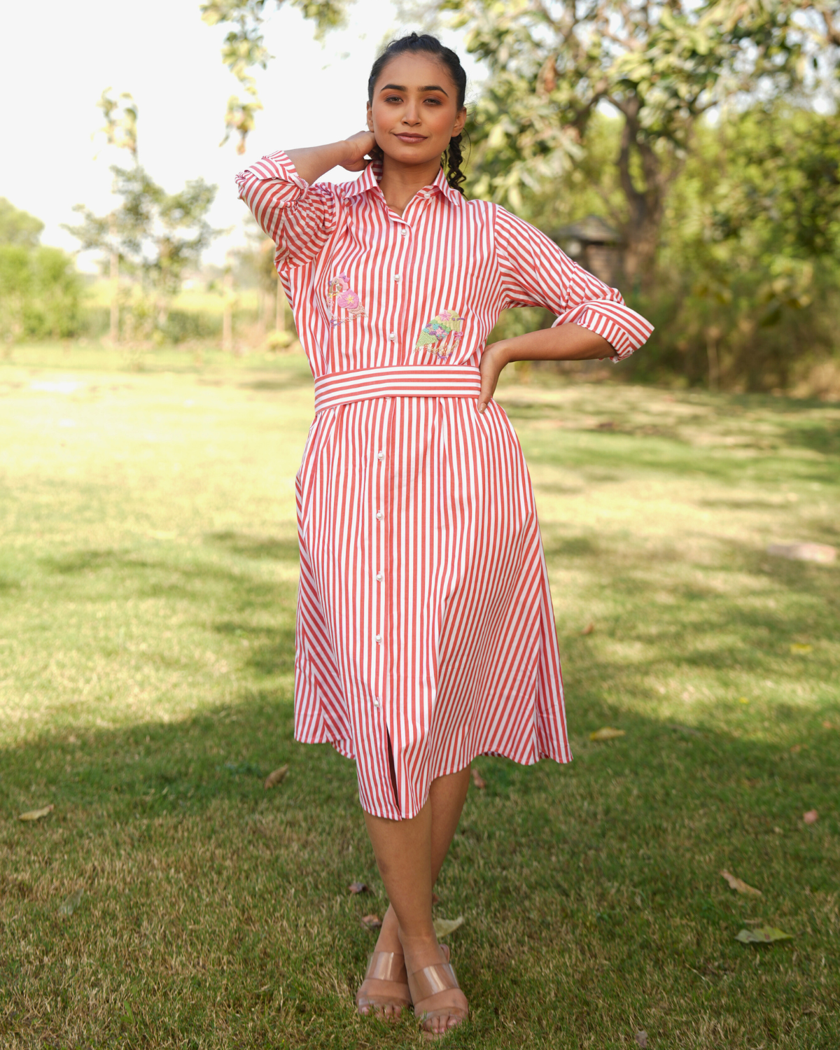Elina Hand-Embroidered Midi Dress – hand-embroidered 100% cotton – RASRA MAI