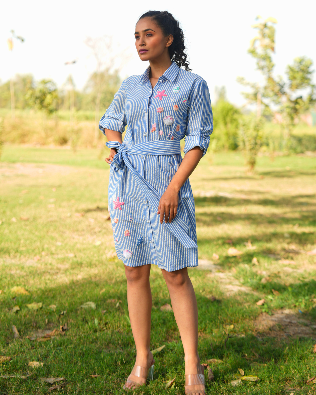Rishika Hand-Embroidered Shirt Dress – hand-embroidered 100% cotton – RASRA MAI