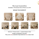 Premium home decor mystery box featuring dried flowers, ceramic decor and luxury serveware