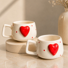 Heartfelt Duo Heart Design Ceramic Mug Set | Set of 2 Heart Mugs - https://artecasa.in/