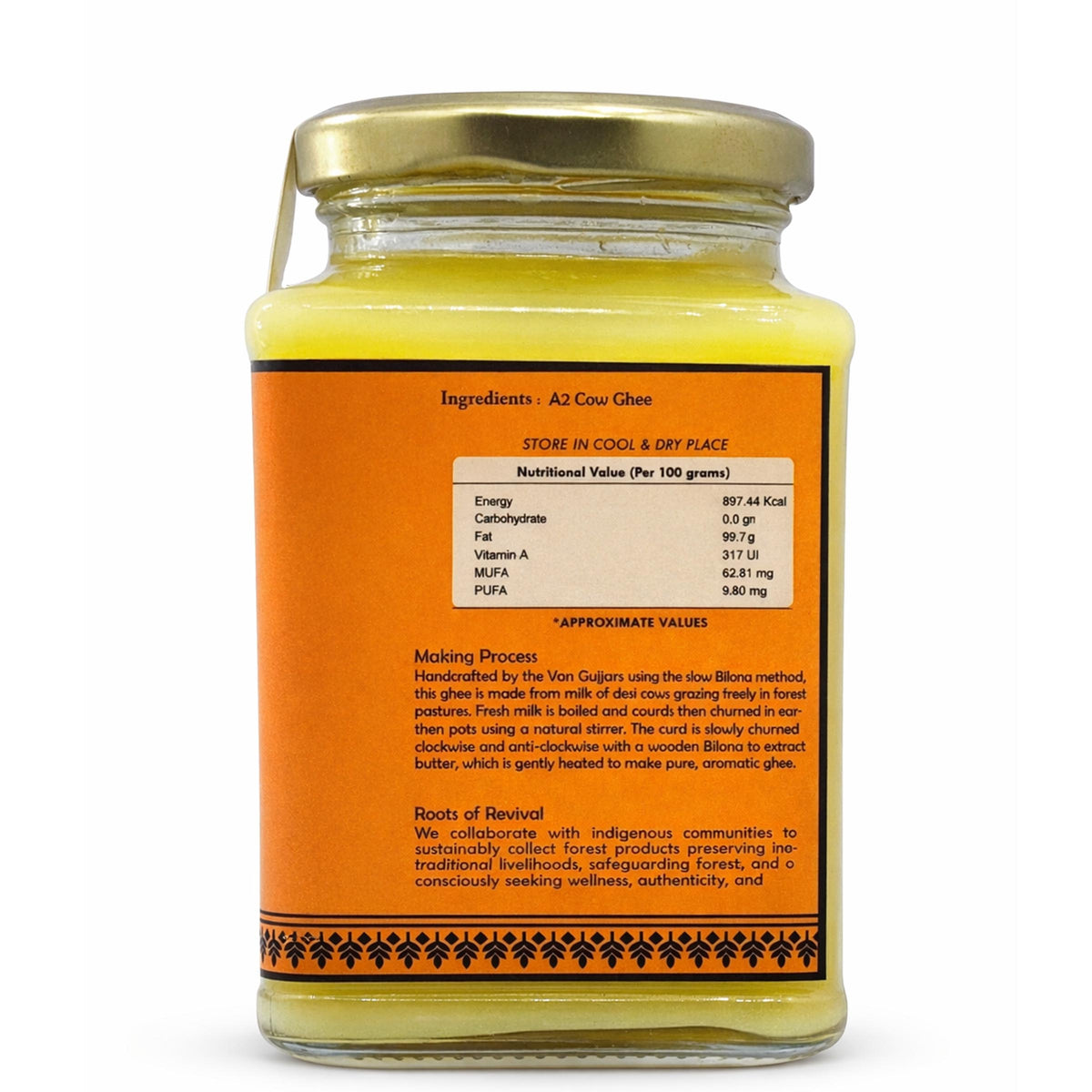 Pure Desi A2 Cow Ghee crafted from indigenous cow milk using traditional methods.
Rich aroma, healthy fats and nutrients, ideal for cooking, rituals and wholesome nutrition.
